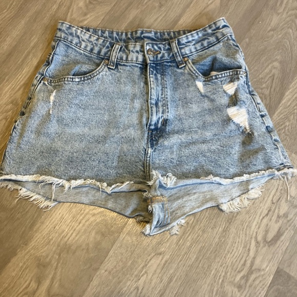 Divided Blue High Waist Distressed Shorts - Picture 2 of 5